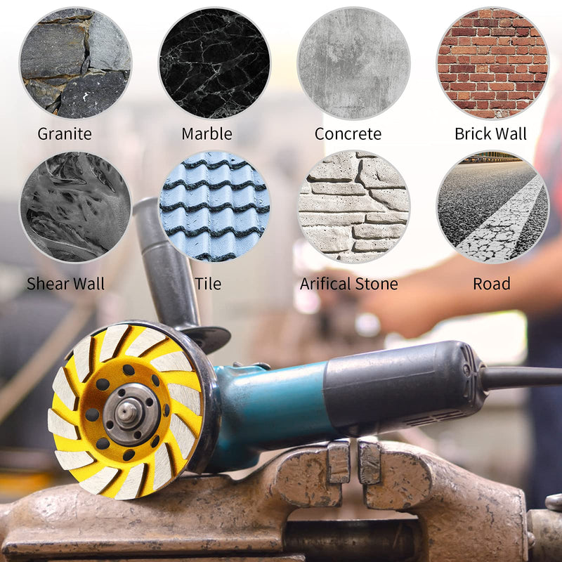3 Pieces Diamond Cup Grinder 4 Inch Concrete Turbo Diamond Grinding Cup Wheel 12 Segs Heavy Duty Angle Grinder Wheels for Angle Grinder 3