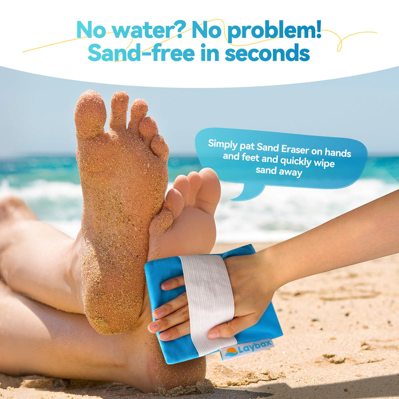 Sand Eraser - Refillable Sand Remover for Beach with Elastic Hand Strap for Families on Vacation, Large Size with Sliding Top Resealable Bag & Zipper Pouch, Only 3 Ingredients 1-Pack