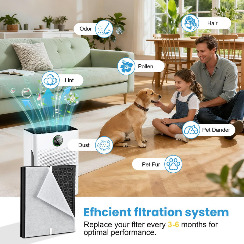 2 Pack PR1 Replacement Filter Compatible with Mooka PR1 Air Purifier