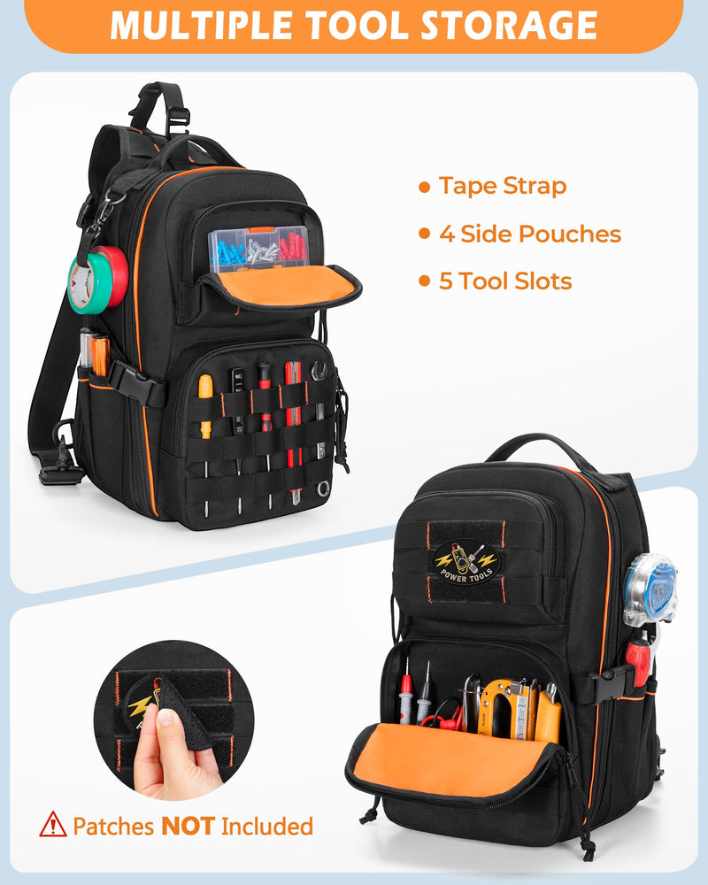 Tactical HVAC Tool Bag, Electrician Chest Tool Pouch | Wear-Resistant Fabric, Wide-Opening, Top Handle & Shoulder Strap, Small Tool Organizer for Maintenance Repair and Technicians