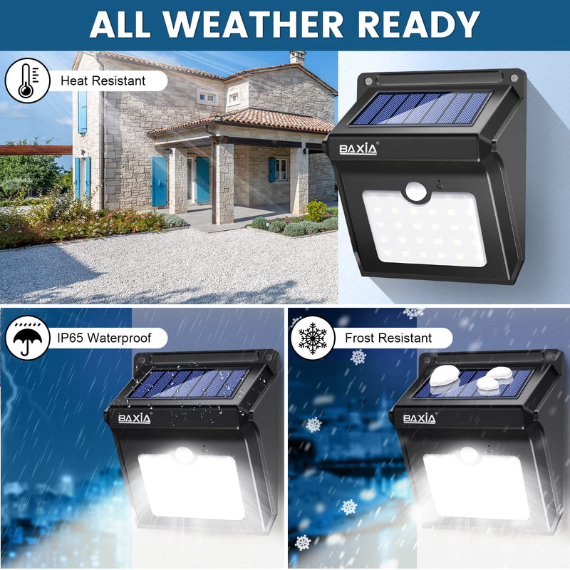 BAXIA TECHNOLOGY Solar Outdoor Lights Wireless Security Motion Sensor Solar Lights Outdoor Waterproof for Front Door,Backyard,Steps,Garage,Garden (400LM,4 Packs)