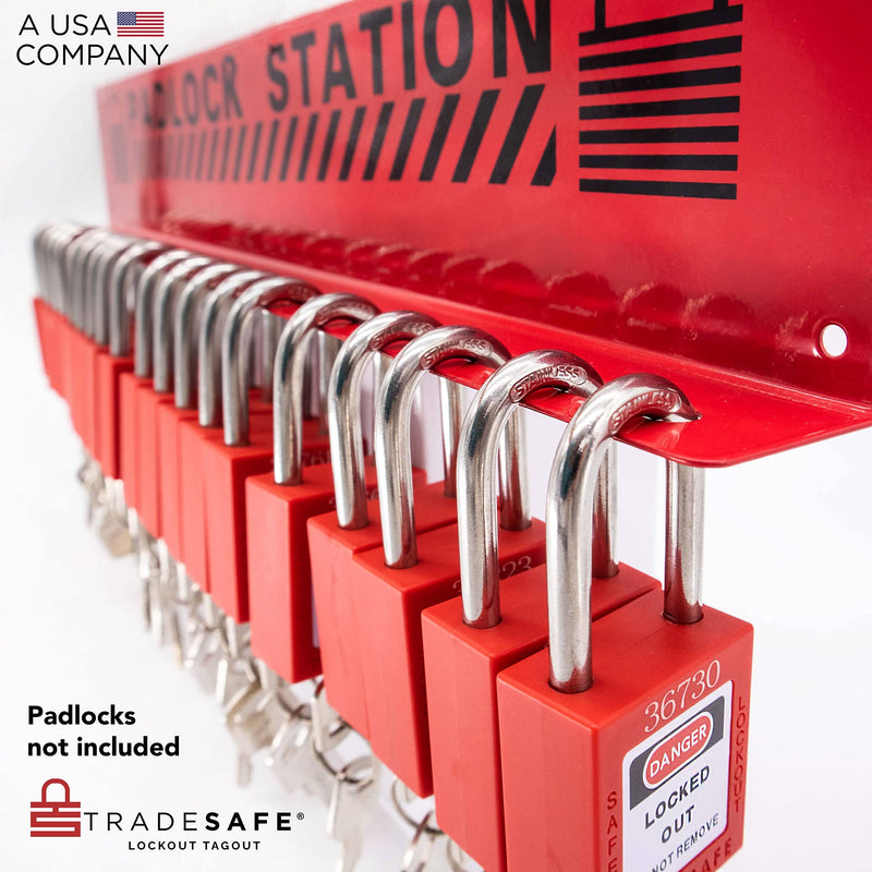 TRADESAFE Lockout Tagout Locks Station - Loto Station for Safety Padlocks, Loto Locks Rack Holds up to 20 Lockout Locks, No Loto Lock Included 20 padlocks (Unstocked)