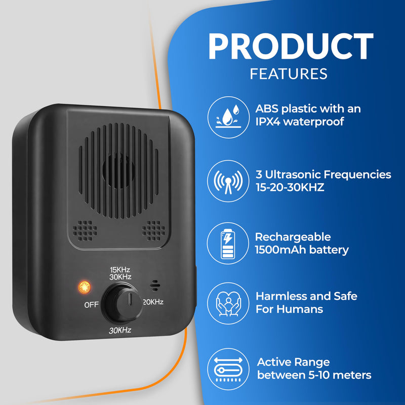 Anti Barking Device for Dogs – Rechargeable Outdoor Dog Bark Deterrent Devices – Waterproof Ultrasonic Dog Trainer Ideal for Fence, House, Tree – Safe for Pets, Humans