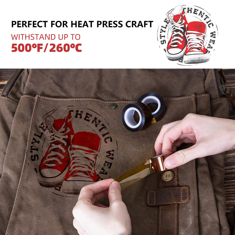 K15 Heat Tape - Professional Heat Press Tape for Vinyl Sublimation Heat Sublimation Heat Transfer, Oxidation and High Temperature Resistance Residue Free - 2Pack, 0.4 inch x 54FT 0.4in*2pack