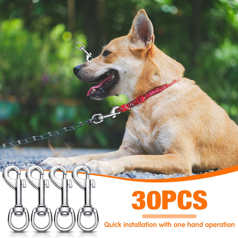 Therwen Swivel Snap Hooks for Dog Leash Heavy Duty 2.76 Inch Flag Hooks Clasp Single Ended Clip Hooks Multipurpose Bolt Snap for Keychain Camera Strap Linking Pet Leash (30) 30