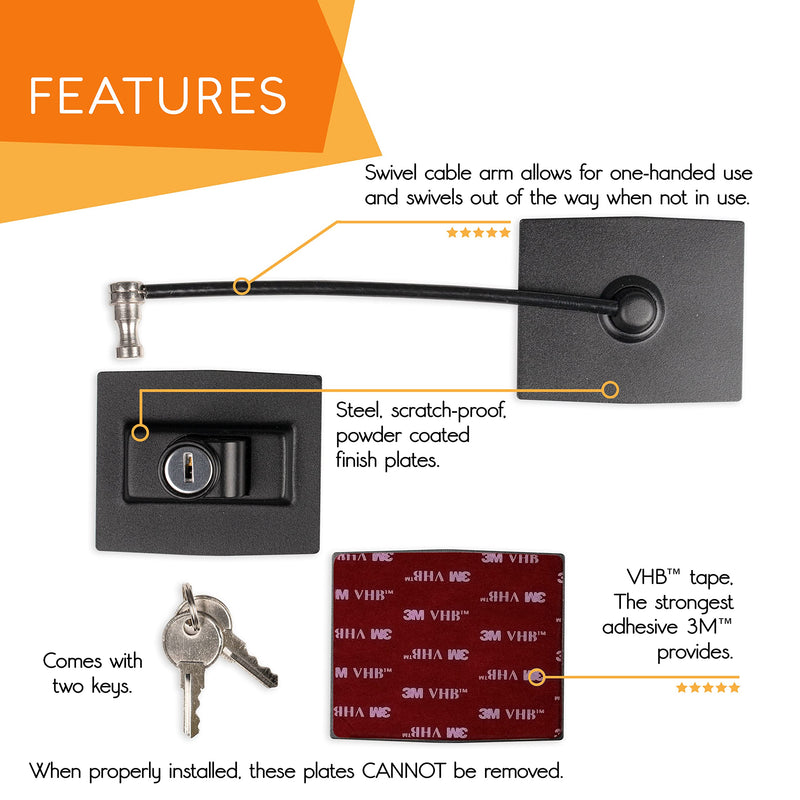 Premium Refrigerator Lock with Built-in Keyed Lock (Black) Black
