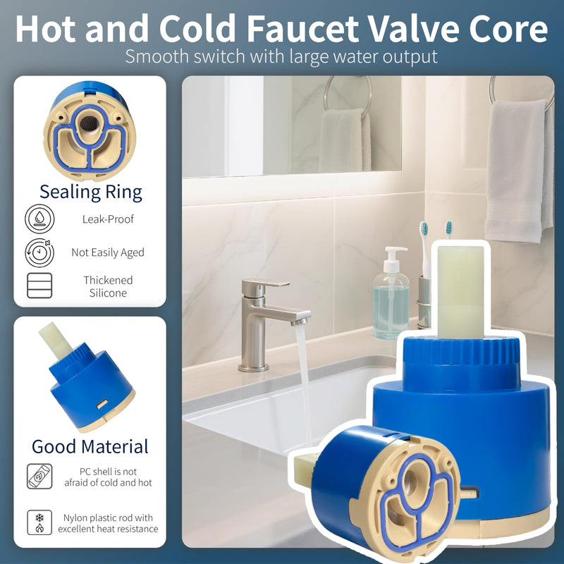 40mm Faucet Cartridge,CUPC/NSF/IAPMO Certified,Suitable for Shower and Kitchen Faucet,Included Brass Cap and Decorative Cover