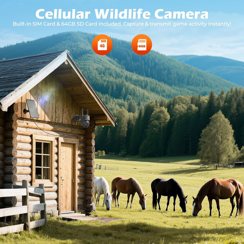 4G LTE Cellular Solar Powered Security Camera Wireless Outdoor, No WiFi Wireless Camera with SIM Card & Unlimited Data Plan, 2 Way Talk, 355° Live View, 2K Color Night Vision, PIR Motion Sensor - NewNest Australia