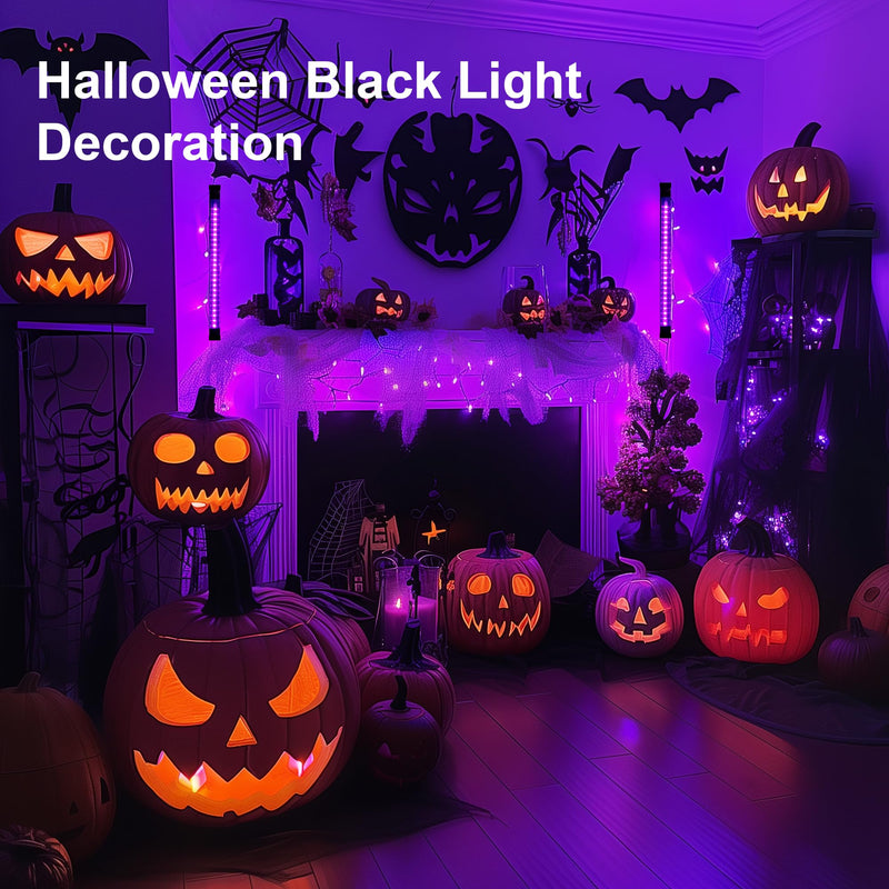 2 Pack Rechargeable LED Black Light Bar, Battery Operated Black Lights, Battery Powered Black Light Strip, Cordless Blacklight for Body Paint Tapestry Poster Party 2 Pack