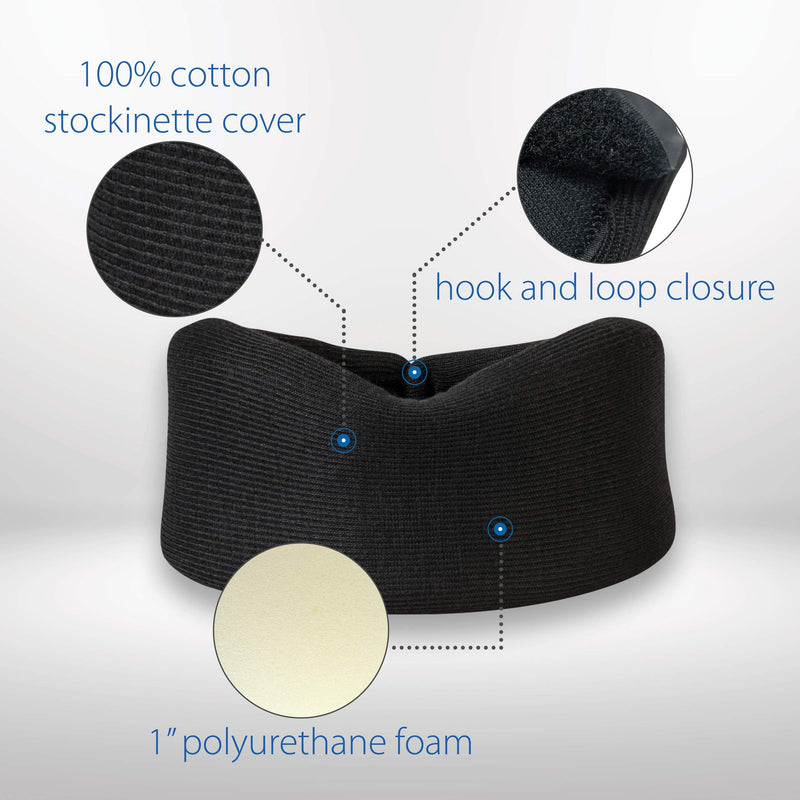 Core Products Soft Foam Cervical Collar Neck Support Brace, Helps Stabilize Vertebrae & Relieve Spinal Pressure for Men & Women - Black, Small Fits (1.8-2.2 inch) Height 2 Inch - NewNest Australia