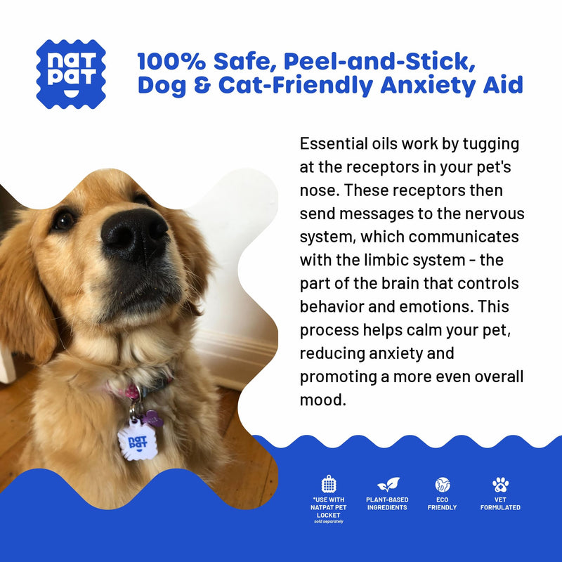 NATPAT Pet Zen Calming Patches for Dogs & Cats – Non-Medicated Effective Stress Relief for Travel, Fireworks & Separation Anxiety - Long Lasting & Non-Toxic (24 Patches) - Locket Sold separetely - PawsPlanet Australia