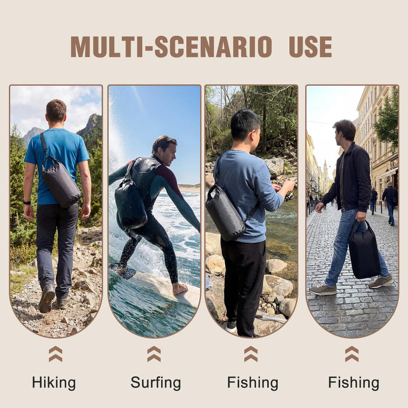 6 Pcs Waterproof Dry Bag 5L, Roll Top Dry Storage Sack with Adjustable Strap for Winter Homeless Kayaking Beach Swimming Camping Boating, Lightweight Backpack for Equipment Electronics 6