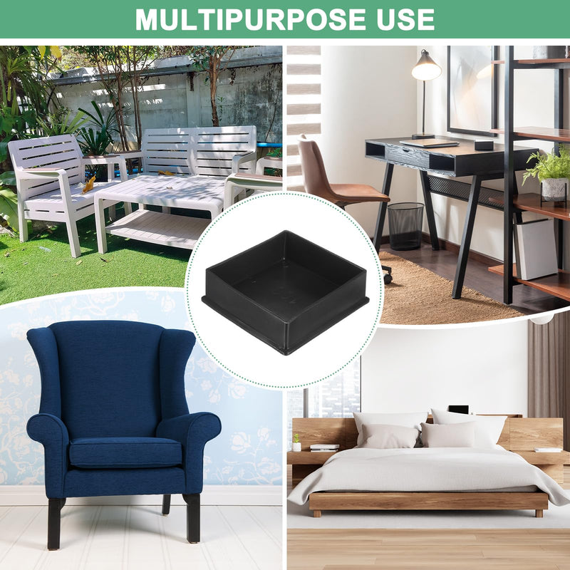 4-Pack Square Chair Leg Caps, 3.94" (100mm) PVC Chair Leg Floor Protectors for Chairs/Table/Bed, Furniture Feet Covers Cups Non-Slip End Tips 3.94" (100mm) 4