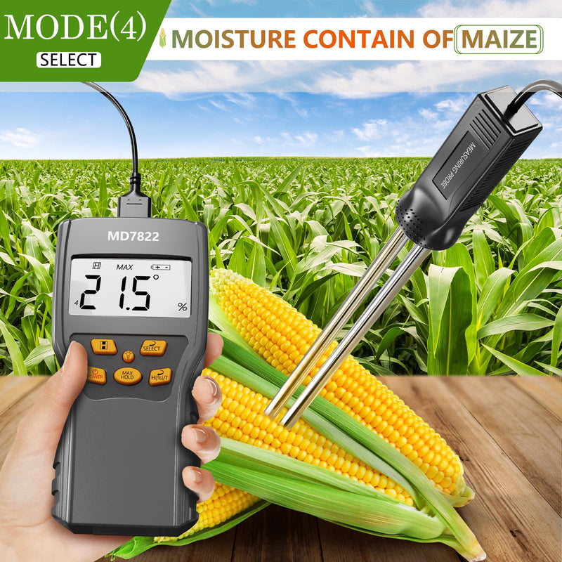 Grain Moisture Meter Precise & Fast Measurements Grain Moisture Tester with Probe, Moisture Meter Probe for Mazie, Wheat, Corn, Paddy and Rice