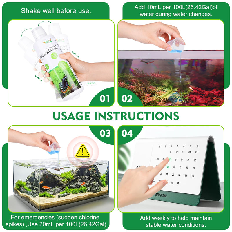 hygger Aquarium Water Conditioner for Freshwater, Neutralizes Chlorine, Chloramines, Heavy Metals, Ammonia & Nitrite, Safe for Fishes and Plants, 300 ML 300ML