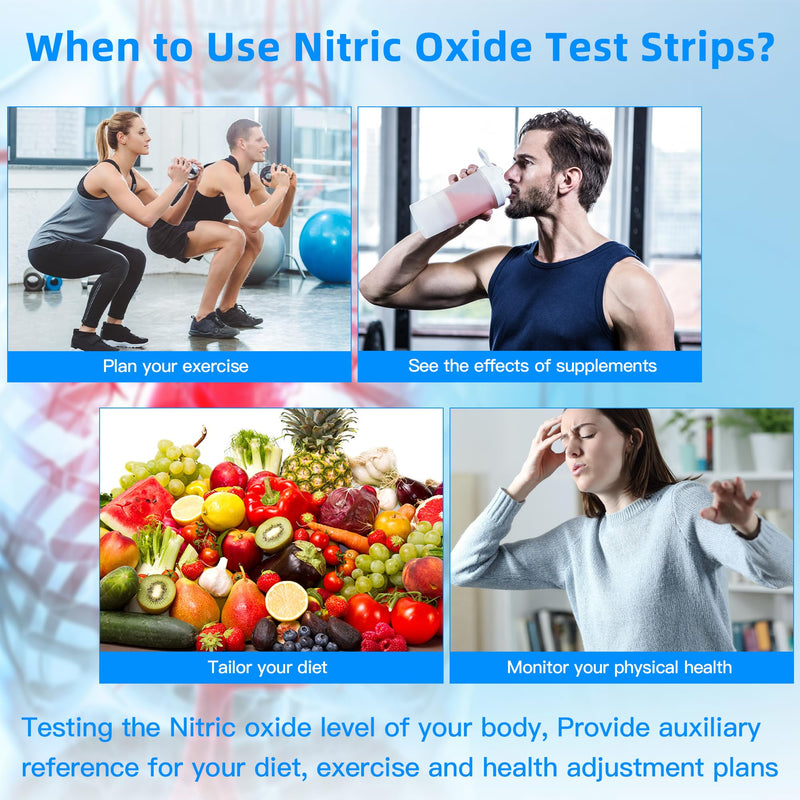 Nitric Oxide Test Strips, Test Salivary Nitrite Levels, Monitoring The Effect of Nitric Oxide Supplements, Nitric Oxide Indicator Strips, Easy to Use and Fast Result