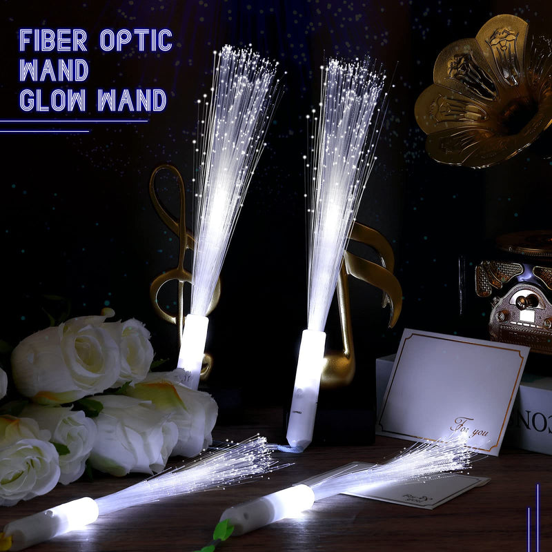 Jecery 24 Pieces White Fiber Optic Wands Glow Sticks LED Light up Wedding Wand with 3 Modes Flashing Sparklers for Wedding Bridal Shower Birthday Glow in the Dark Party Favors Supplies