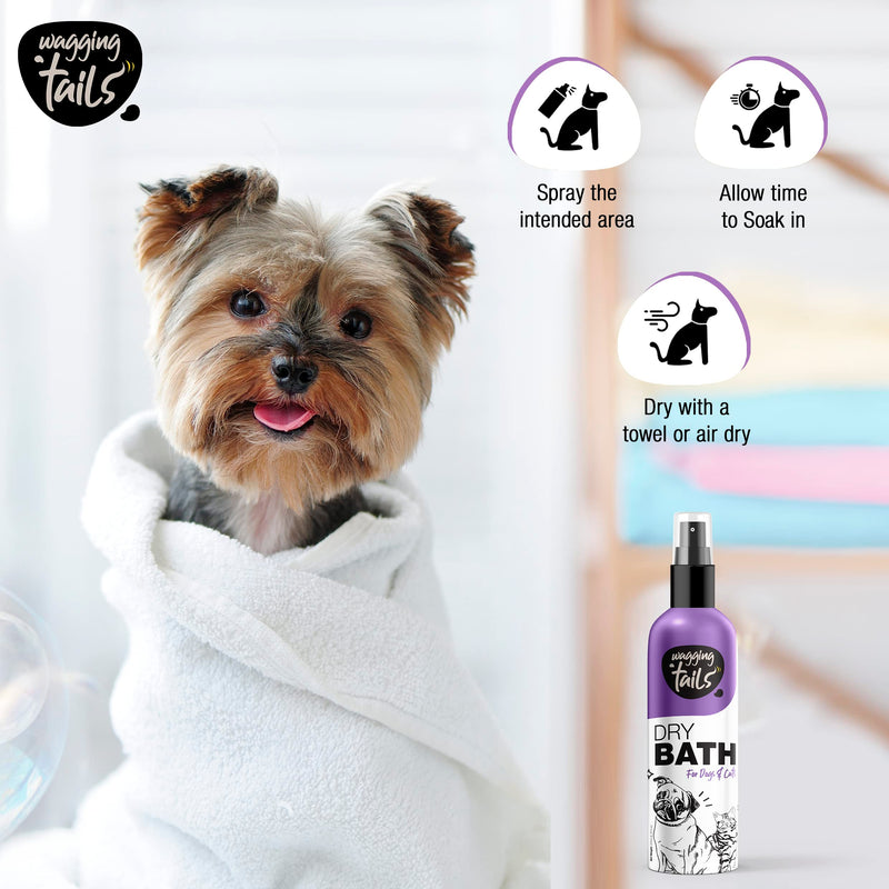 Wagging Tails 6-in-1 Waterless Dry Bath Shampoo for Cats & Dogs, 6.76 fl oz | Waterless Deep Cleaning Pet Spray | Easy to Use | Neutralizes Odors | Moisturizes & Nourishes Coat, Hair, and Skin - PawsPlanet Australia