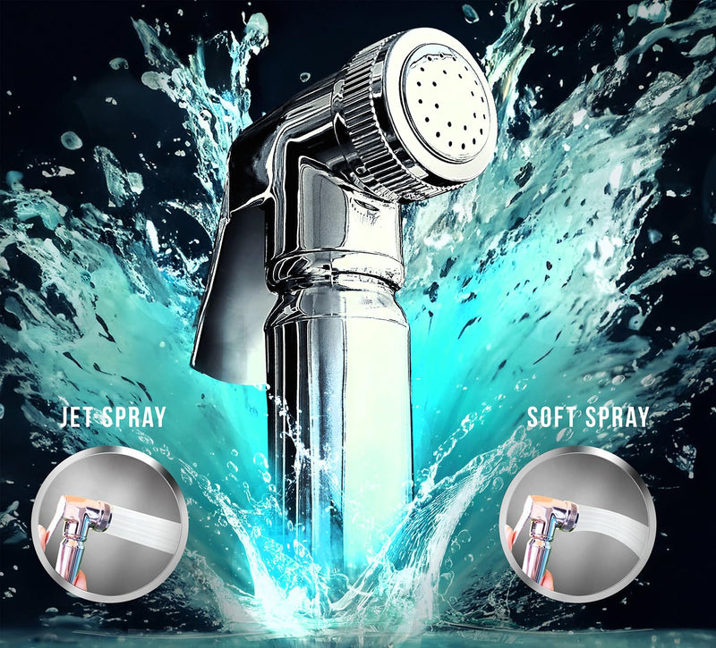 Handheld Toilet Bidet Sprayer - Shattaf Set, Jet Spray with Easy Installation, Muslim Shower for Feminine wash, Baby Cloth Diaper, Personal Hygiene, 120cm Stainless Steel Hose Pipe, Chrome