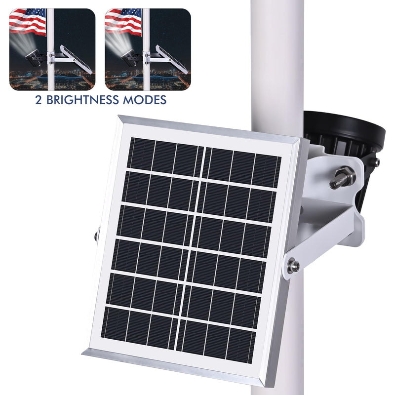 PPQ Solar Flag Pole Light,New 7 LED Bright Solar Powered Spotlight 12H/5W Outdoor Waterproof, Fits 1.6"-3.2" Flagpoles & Inground & Wall, Dusk to Dawn Auto On/Off(6000K White) 7 LED 5000mAh 5W