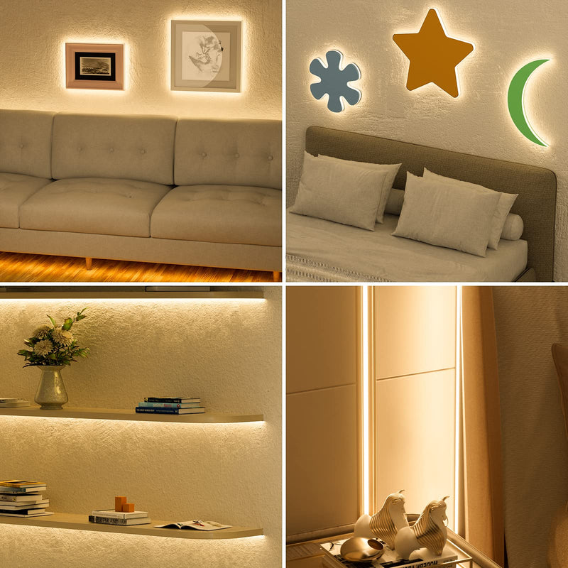 PAUTIX COB LED Strip Light 16.4ft/5m 2400LEDs Warm White 2700K,CRI93+ Super Bright High Lumen,Dimmable 24V Flexible LED Tape Light with RF Remote,24V 48W Power Supply,for Home&Office DIY Lighting 2700K-16.4ft/5m