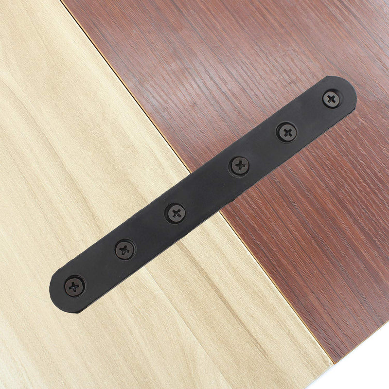 4 Pack Flat Mending Plate for Wood, ULIFESTAR Black Iron Flat Straight Brace Brackets Metal Repair Fixing Wood Brace Joining Plates Connector for Repairing Wooden Furniture with Mounting Screws 200x20x3mm/8x0.79x0.12"