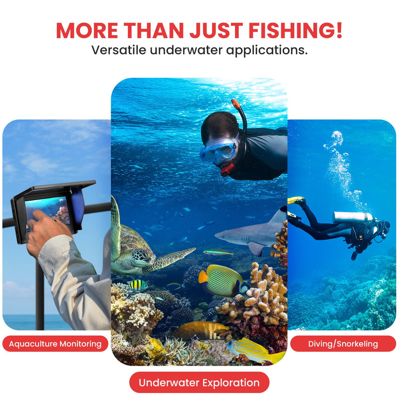 Pyle 4.3” Portable Underwater Fishing Camera with TFT LCD Monitor, 1000TVL IP68 Waterproof Camera, 12 Infrared Lights, Rechargeable Battery, Carrying Case & Sunshield for Ice and Sea Fishing