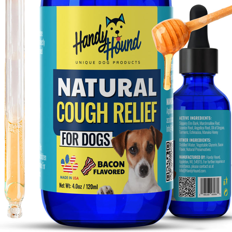 Handy Hound Dog Cough Supplement - Manuka Honey, Natural Herbal Formula for Throat Soothing & Mucus Support - Made in USA (4 Oz) 4 oz