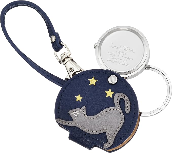 Fieldwork LW051 Women's Pocket Watch, Analog, Hoshineko, Bag Charm, Loupe,, navy, pocket watch magnifier hook cat - NewNest Australia