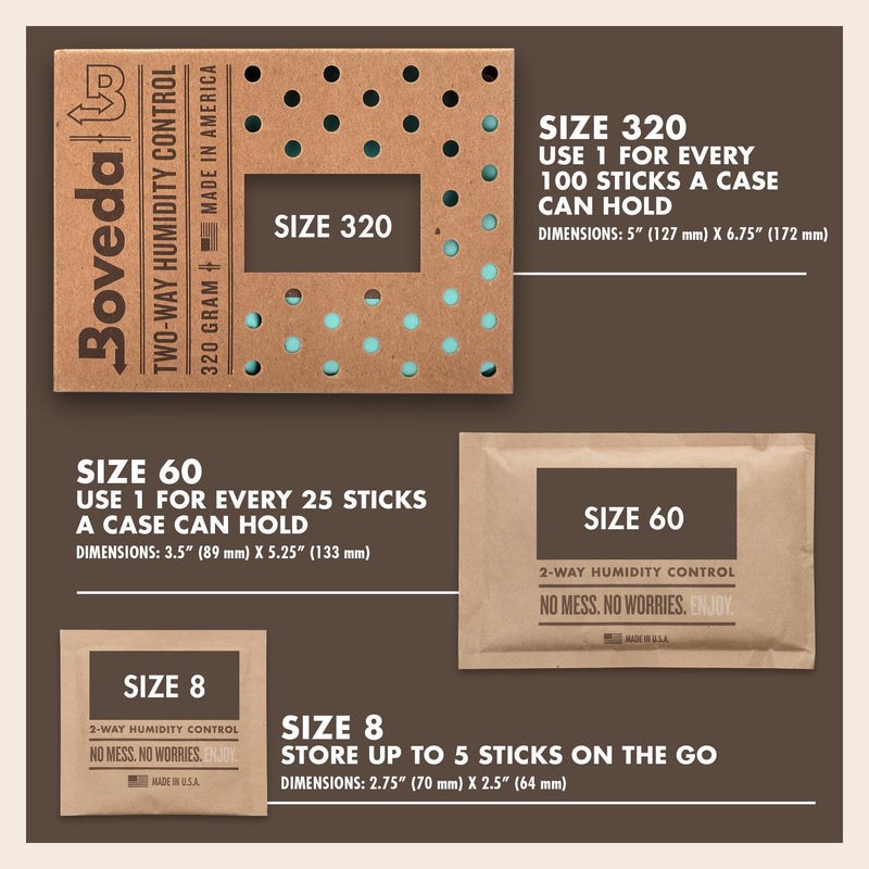 Boveda 72% Two-Way Humidity Control Pack For Large Wood Humidifier Boxes – Size 320 – Single – Moisture Absorber – Humidifier Pack – Individually Wrapped Hydration Packet 72% (Wood & Leather Containers)