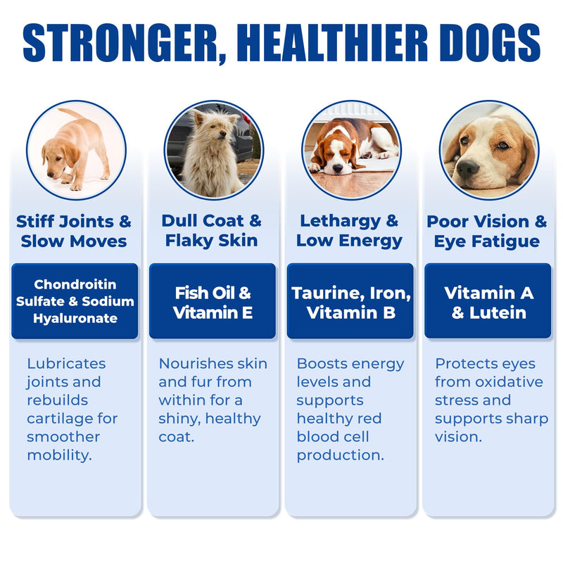 Just Try Taurine for Dog Bites 23-in-1 Multivitamin Chondroitin Sulfate for Joint Health, Omega-3 Skin Support Dog Vitamins Supplements-10.58oz