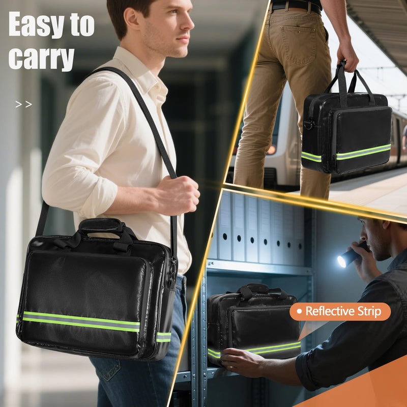 Fireproof Document Bag with Accordion File Organizer, Fireproof Document Safe Storage, Fits up to 15.6" Laptop, Suitable for Legal Files and Valuables, Black
