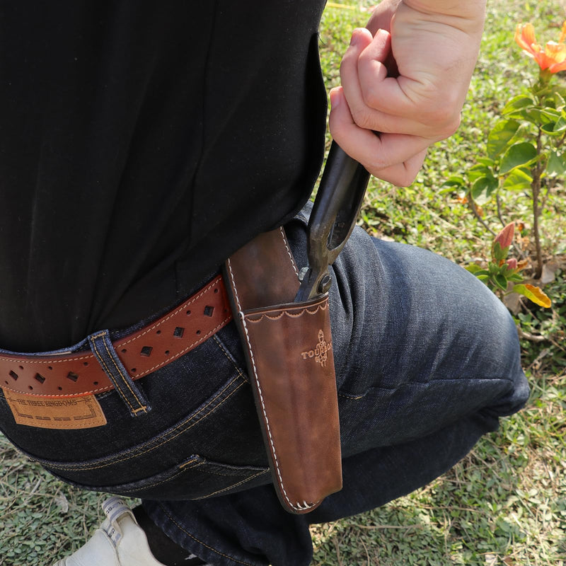 Leather Pruner Holster Belt Clip Holder for Pruning Shears, Garden Scissors | sturdy belt clip attachment, universal tool fit, hand-stitched construction, versatile for gardeners and landscapers
