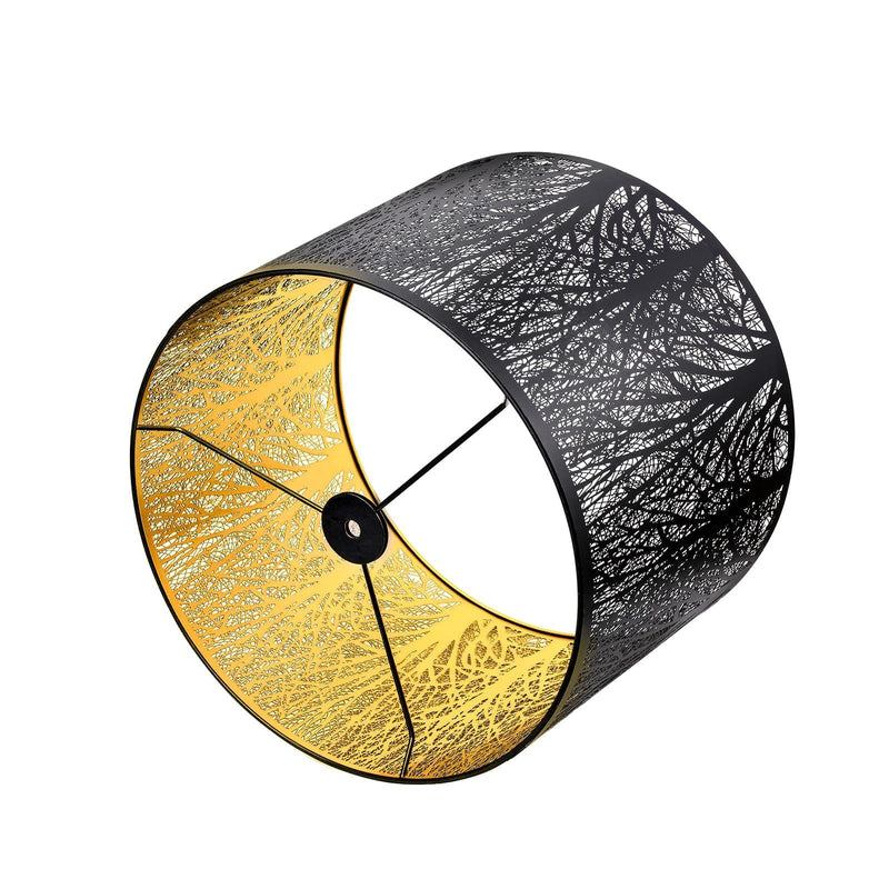 Metal Etching Process Large Lamp Shades, Alucset Drum Big Lampshades for Table Lamp and Floor Light, Pattern of Trees Design, 12x14x10 inch, Spider Tree