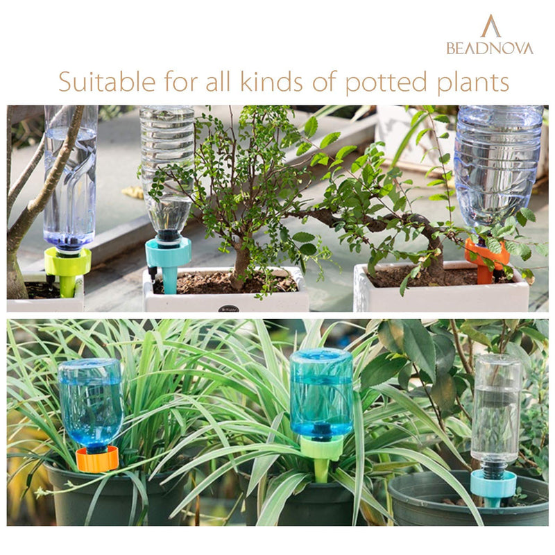 BEADNOVA Plant Self Watering Spikes Automatic Irrigation Equipment Adjustable Self Watering Spikes for Plants with Slow Release Control Valve (Orange Blue Green, 6pcs)