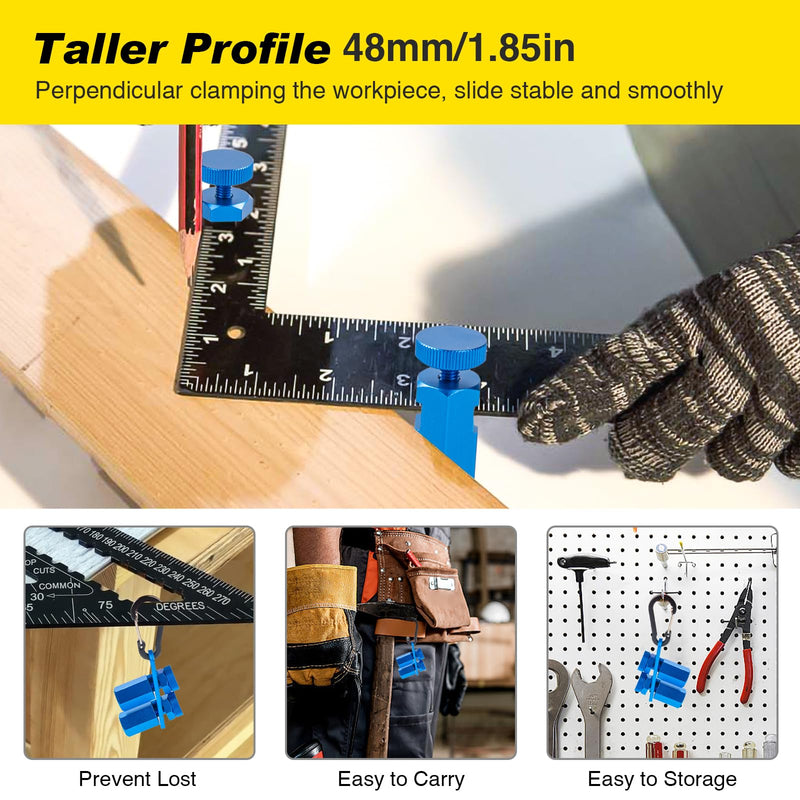 Tall Stair Gauges for Framing Square with Holder, Carabiner Stair guages Knobs Tool for Circular Saw Metal Stair Stringer Layout Tool for Carpentry Squares Stair and Rafter Gauge Clamps