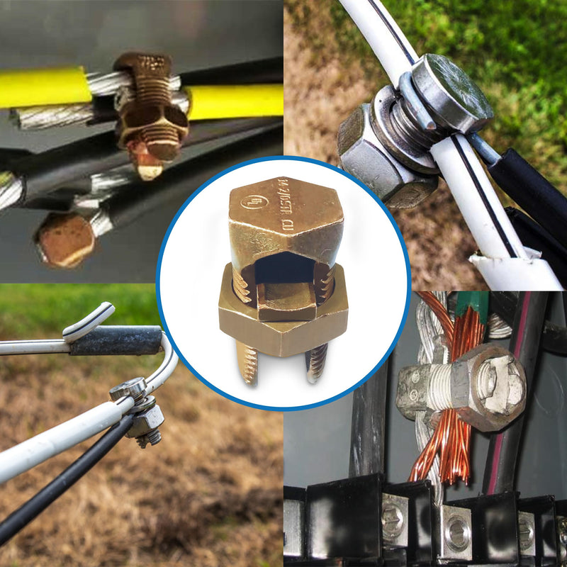 OHLECTRIC High Conductivity Hex Head Copper Split Bolt Connectors for Direct Burial - Wire Size 3 AWG, Perfect for Contractors and Electricians- OL-45519, Pack of 10