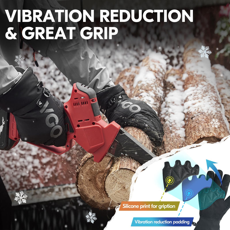 Vgo... -20/-4F Winter Work Gloves - Waterproof Insulated Gloves (1 Pair, L, Black, SL7761FLWP) Large(1 Pair) Black-synthetic Leather