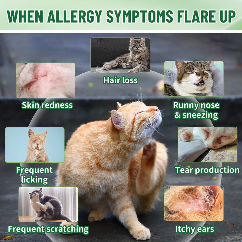 VICSOM Cat & Dog Allergy Relief Bundle – Itchy Skin, Immune Support, Seasonal Allergy & Gut Health Support with Probiotics, 60ml & 200 Chews