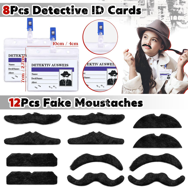 Spy Detective Party Favors Birthday Supplies for Kids Detective Glasses Invisible Ink Pen Magnifying Glass Pass Card Envelope Fake Mustache Sticker Boys Goodie Bag Stuffer Filler Classroom Prizes