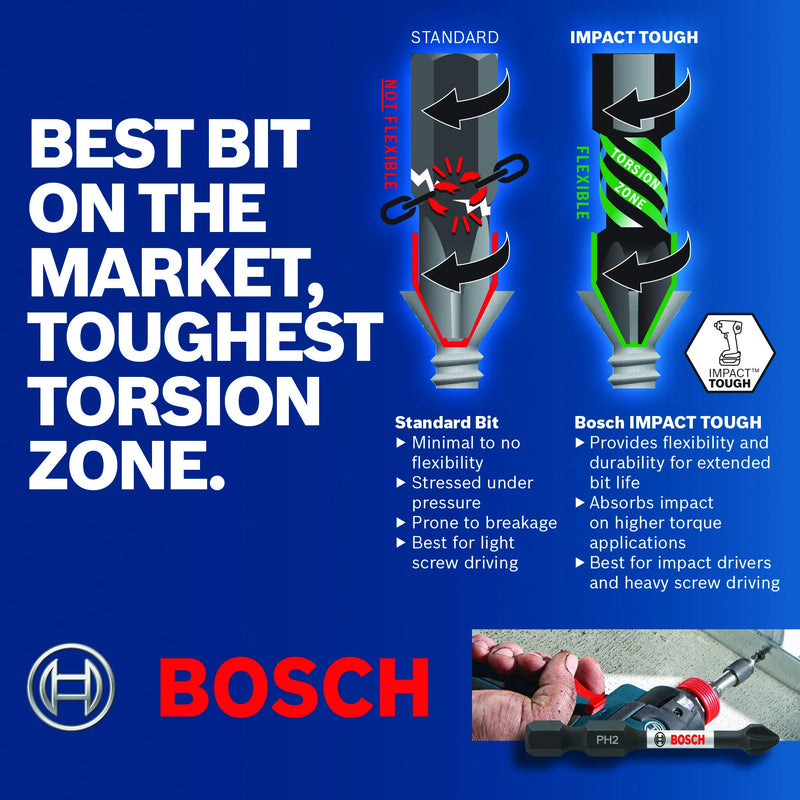 BOSCH ITPH235B 10-Pack 3-1/2 In. Phillips #2 Impact Tough Screwdriving Power Bits 3-1/2 In.