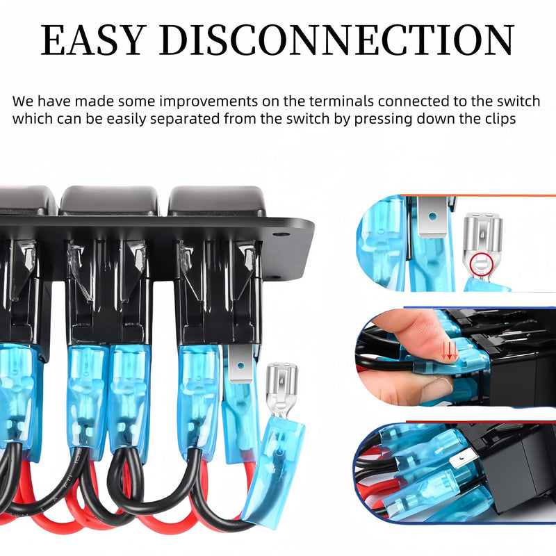 Trim Tabs Rocker Switch Panel 12V/20A 24V/10A 7 Pin DPDT 3 Position (ON)-Off-(ON) Boat Waterproof Trim Switch, 2 Gang Momentary/Latching Toggle Switch Panel for Marine Console (Momentary, Blue)