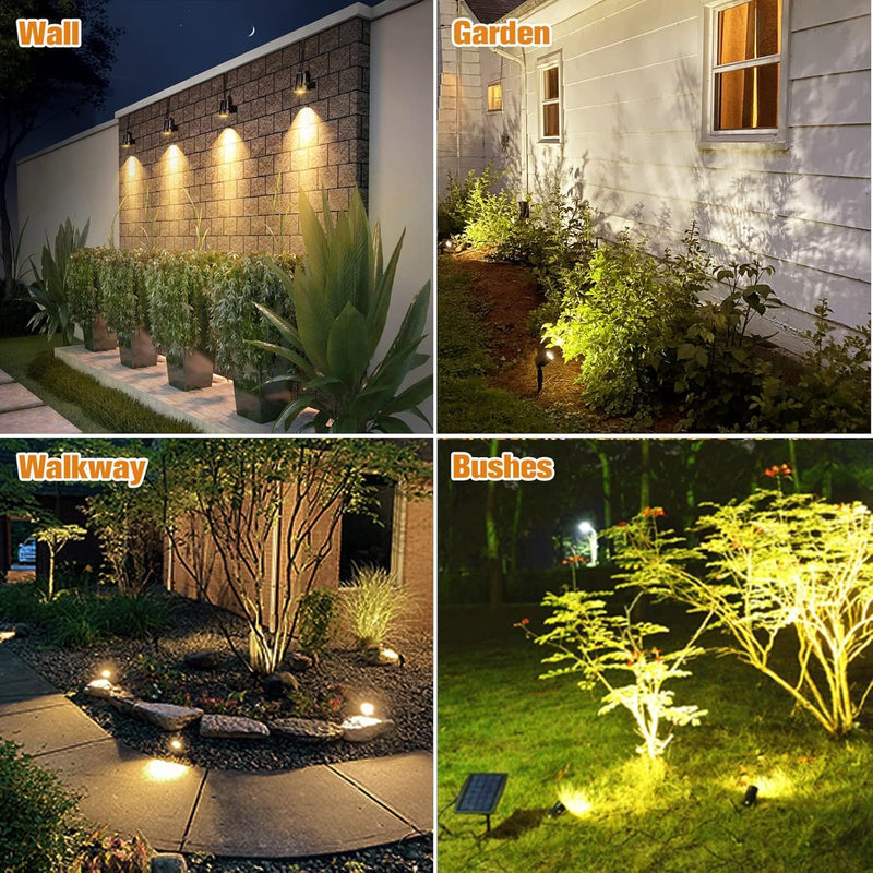 APONUO Metal Solar Spot Lights Outdoor with 9.8ft Cable Solar Powered Landscape Lighting Low Voltage IP65 Waterproof Auto On/Off for Outside Garden Yard Landscape Pathway Garage-Warm White(2-in-1) Warm White 2-IN-1