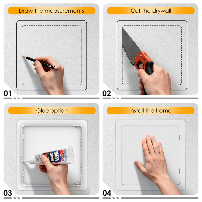 Suteck Plumbing Access Panel for Drywall Ceiling 16 x 16 Inch Reinforced Plastic Wall Access Doors Removable Hinged White 16X16inch