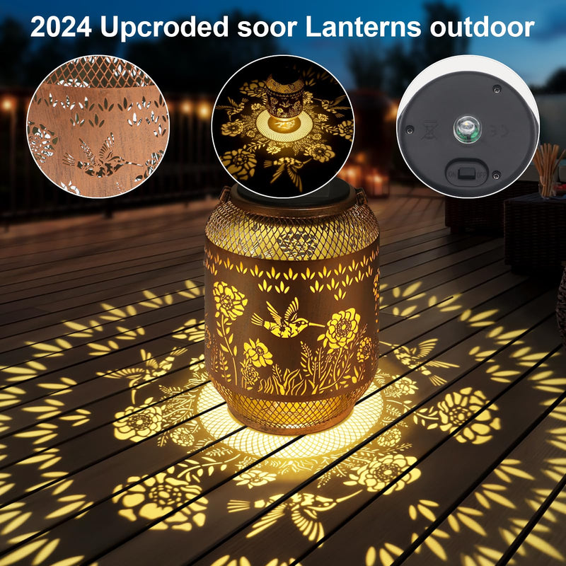 Hummingbird Solar Lanterns Outdoor Hanging Christmas Lantern as Birthdays Gifts for Women Mom Grandma Metal Waterproof Garden Decorative Hummingbird Solar Lights for Yard, Patio, Lawn, Porch, Backyard Style_Hummingbird
