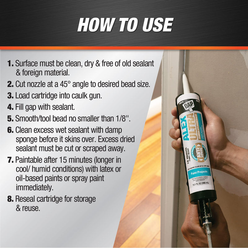 DAP Alex Ultra Advanced Latex Sealant, White, 10.1 Oz (7079818200)