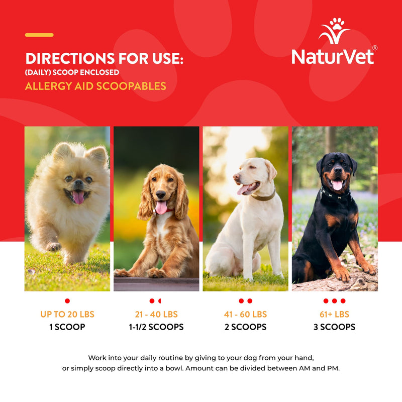 NaturVet Scoopables Aller-911 Dog Allergy Support Vitamins - Supports Immunity & Seasonal Allergies in Dogs - Hickory Smoked Bacon Flavored Pet Health Supplement | 11oz Bag - PawsPlanet Australia