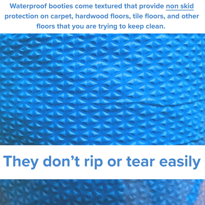 INNOVATIVE HAUS Extra Large Blue Waterproof Disposable Boot and Shoe Covers. Plastic Shoe Covers Disposable. Non-Slip Indoor Booties. 100 Pack