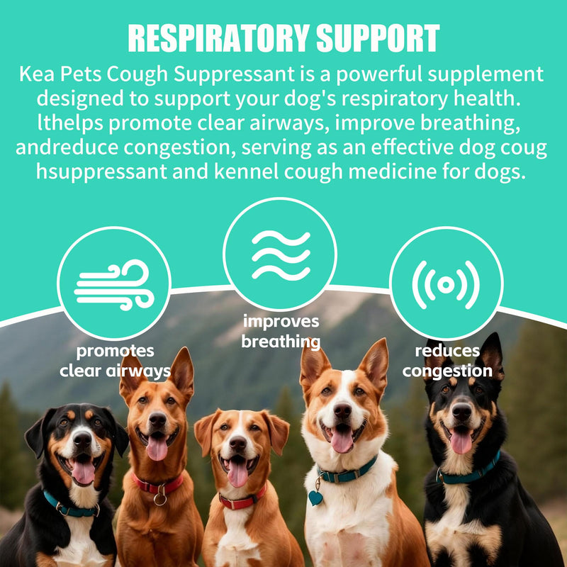 Kennel Cough Medicine for Dogs – Natural Respiratory Support | Helps Soothe Tracheal Collapse, Dry & Wet Cough, Choking & Wheezing | Honeysuckle, Licorice, Lemon Balm 200 Chew