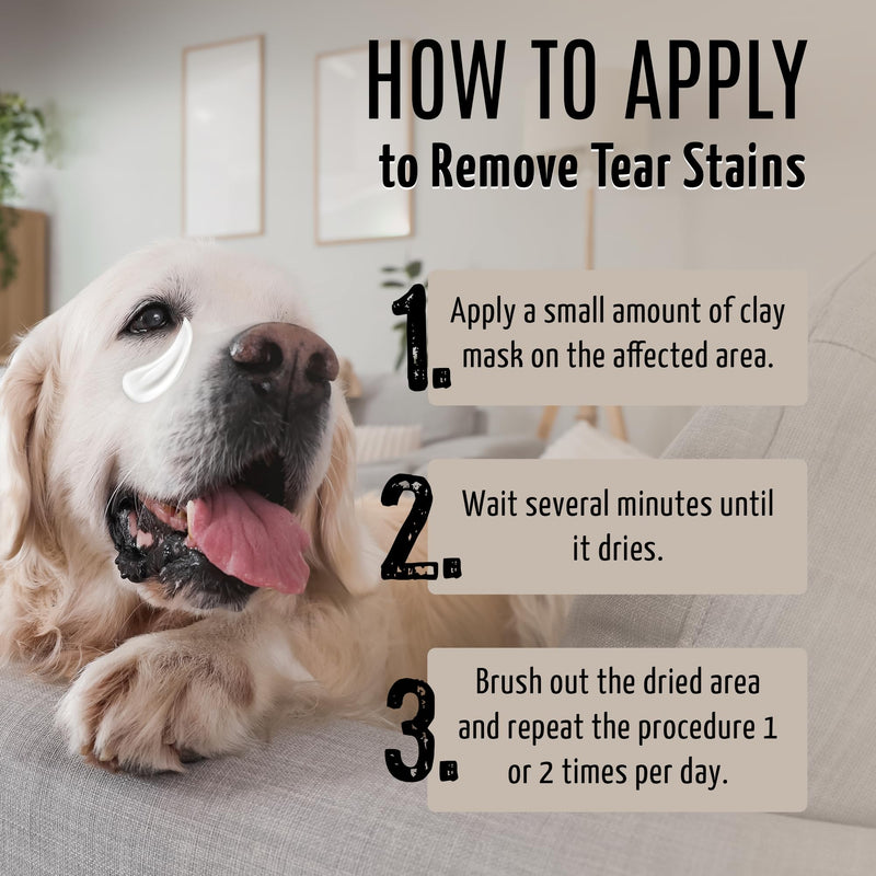 Pure Nature Stainless Look Clay Shield Mask Tear Stain Remover and Eye Cleaner, Grooming Product Ideal for All Dogs and Cats Eyes, Ears, Mouth Area Suitible for Home or Professional Use - PawsPlanet Australia